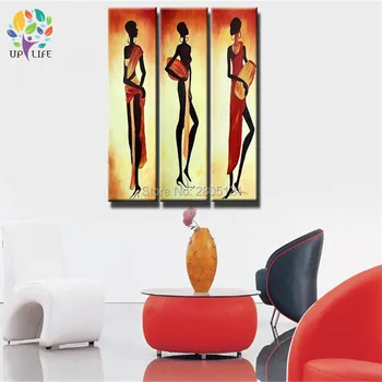 La mujer africana en la túnica! pintados a mano en áfrica figura pintura al óleo sobre lienzo Tambores de las niñas africanas abstracto de la pintura de la pared de REGALO