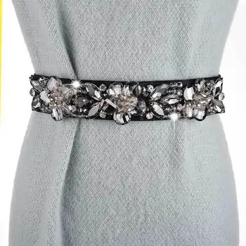 La mujer Elegante Rhinestone Cinturones de cristal amplia decorada de Cintura para el vestido de la Vendimia femenina diseñador de ancho elástico de la correa de Ceinture