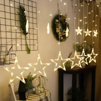 La navidad Guirnalda Romántico cuento de la Estrella Led Cadena de Luz blanco Cálido, de 2,5 M de Enchufe de la UE la CA 220V de la Luz Para la Fiesta de la Boda de Vacaciones de Año Nuevo