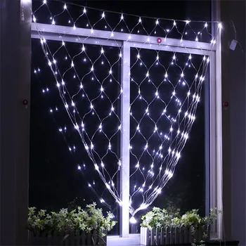 La navidad Neto Guirnalda LED Cadena de Luces 4.5MX1.5M Neto Luces de Hadas de Navidad de Fiesta de Boda de Jardín Decoración del Partido de la Cortina de Luz de Malla