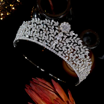 La novia de la Corona, AAA Cubic Zirconia Tiara de la Boda Accesorios para el Cabello, Diademas Y Coronas, Hembra Fiesta de Graduación de la Diadema de la Corona de Circón