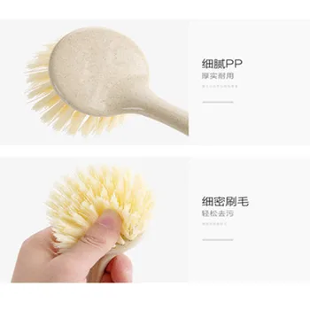 La paja de trigo el uso de la cocina de mango largo, pote del cepillo, cepillo de limpieza de la encimera, de mango largo cepillo de limpieza y cepillo de lavado para la