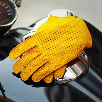 La perforación transpirable de Cuero Genuino guantes de moto guantes de conducción de motocross guantes guantes de moto de ocio de los hombres de guante de moto