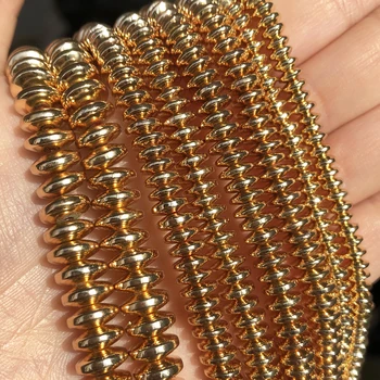 La Piedra Natural de Oro Hematita Ronda Rondelle Suelto Espaciador Perlas Para la Joyería de Bricolaje Pulsera Accesorios de 15