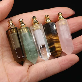La Piedra Natural Frasco de Perfume Colgante de Cristal Pilar Aceite Esencial Difusor Colgante del Collar de Encanto para las Mujeres Collar de la Joyería