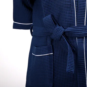 La primavera y el Verano de Algodón de Waffle Kimono Collar de Albornoz Par de mantos de seda más el tamaño de la correa