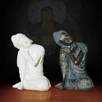 La resina de la Estatua de Buda Durmiente Vintage Figuritas de Decoración de Resina Escultura de Arte Sala de estar Fengshui Budha a Budha Decoración para el Hogar
