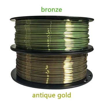 La seda de bronce filamento pla 1.75 mm 1 kg impresora 3d de seda de bronce brillo brillante metálico de impresión en 3D de material de metal de color marrón pla CC3D