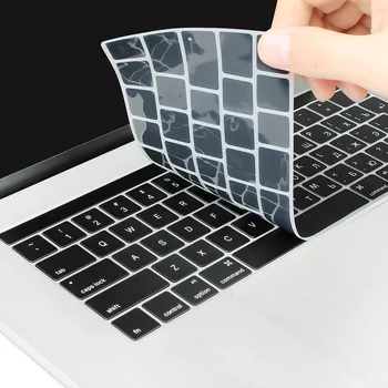 La UE ruso francés/turco/español/árabe inglés Keyboard Cover para MacBook Pro 13 15 Toque la Barra de Silicona de la Piel A1706 A2159 A1707