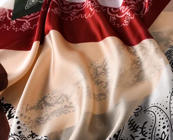 Laides Nueva Moda de la Marca de Lujo de Anacardo Floral de Seda de la Bufanda Chal de Alta Calidad Turbante en la Cabeza Hiyab Femme Envuelve Foulard Redecilla 180*90 cm