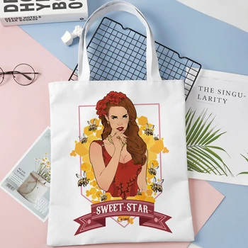 Lana Del Rey bolsa de la compra de bolsas de tela, bolso shopper bolso de tela de algodón bolsa de tejido de reciclaje tote bolsa compra saco toile