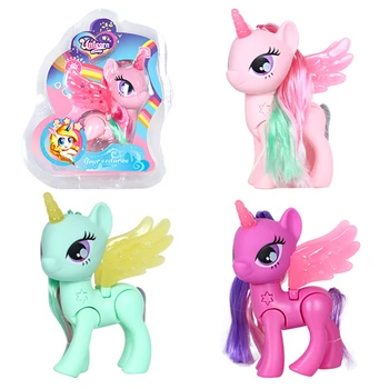 Lanyitoys de la Nueva llegada de la Magia de My little ponies con la iluminación de la figura de acción Lindo poni juguetes de anime modelo de figura juguetes para niñas de regalo