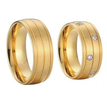 Las Alianzas matrimoniales de Lujo hecho a medida 8mm Par de anillos de boda Par para hombres y mujeres Eco de titanio joyería de oro amarillo de color