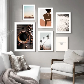 Las Imágenes de la pared para la Sala de estar de la Hoja de Café Imagen Nórdicos Cartel Abstracto, Arte de la Pared de la Lona de Pintura Botánico de Carteles y Grabados