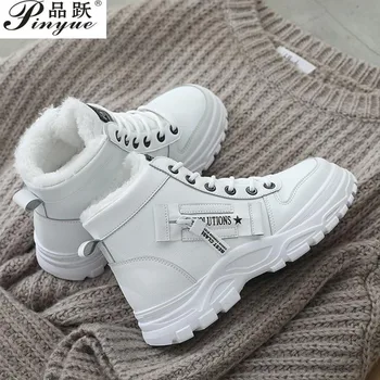 Las mujeres de Invierno Botas de Nieve de Nuevo Estilo de la Moda de Alta superior Zapatos Casual Mujer Impermeable Caliente Mujer Femenina de Alta Calidad de color Blanco Negro