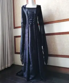 Las mujeres de manga larga Venda Corsé de la Edad media, del Renacimiento del Vintage Parte del Club de vestido de las señoras Vestido Elegante