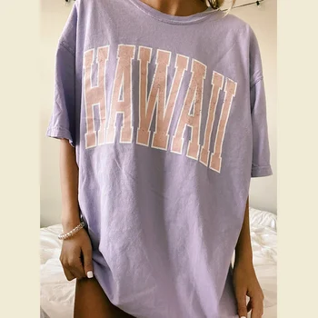 Las mujeres de Verano de HAWAII Impresión de la Camiseta de las Señoras de Manga Corta O de Cuello Suelto Camiseta 2020 Verano de las Mujeres de la Camiseta Tops Camisetas Mujer