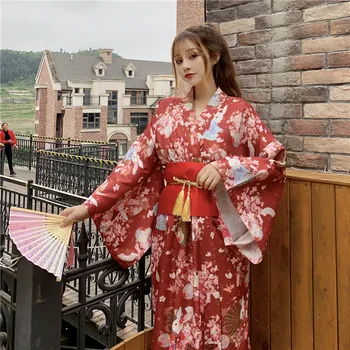 Las mujeres Japonesas Traje Tradicional Femenino de la Flor Japonés Kimono Vestido para la Etapa de Cosplay Damas Yukata Traje Kimono Feminino