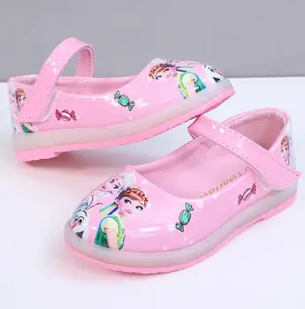 Las niñas zapatos de niños luminosa Brillante zapatillas de deporte de dibujos animados encantadora Elsa zapatillas de deporte de niñas y Niños Bebé Niño zapatos niños Nuevos LED de Zapatos