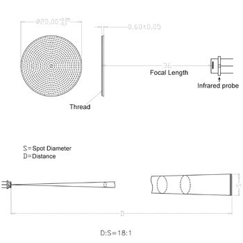 Lente de Fresnel φ20mm F36mm de Infrarrojos inducción de la lente PIR infrarrojo de adquisición de imágenes de infrarrojos lente de fresnel Personalizable