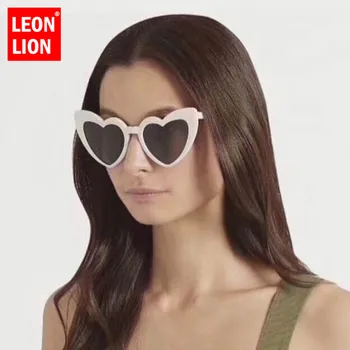 LeonLion 2021 De Lujo En El Corazón De Gafas De Sol De Las Mujeres De Gran Tamaño Gafas De Mujer Retro De Gafas De Mujeres/Hombres Espejo De Oculos De Sol Feminino