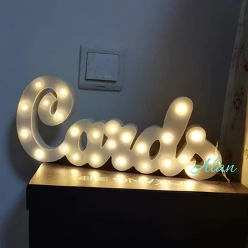 Letras de madera del Alfabeto Signo de Marquesina Luz de Noche LED Crecen la Luz de la Pared de la Decoración Para el Dormitorio de Boda Adornos de Luces