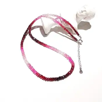 Lii Ji Única de 2.5-3.5 mm Collar de Rubí 40+4cm de 925 de la Plata Esterlina Brillante Calidad de las Mujeres de la Joyería de Regalo de Cumpleaños