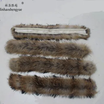 Linhaoshengyue Largo 70cm Real Fox Rox Rur Vigoreux Cuello de Piel Sombrero de Piel de Mapache de Ropa Brazalete de Lana