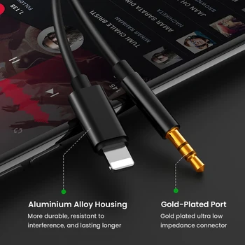 LLANO de Audio AUX Cable de 8 Pines A Enchufe de 3.5 mm Altavoz Kable Para el iPhone 12 de Coche Auriculares Auricular Aux Convertidor de Audio Jack de la Médula