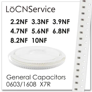 LoCNService Condensadores 4000PCS 0603 1608 X7R RoHS 16V 25V 50V 10% 2.2 3.3 NF NF 3.9 4.7 NF NF 5.6 6.8 NF NF 8.2 NF 10NF de Alta calidad
