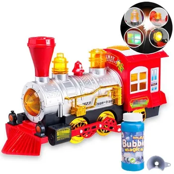 Locomotora de vapor Motor de Coche de Soplar Burbujas Bump & Go Tren de Juguete con Luces Sonidos de la Burbuja de tren de la Diversión para los Niños