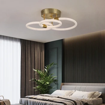LODOOO de Oro moderno led de iluminación de la lámpara para la sala de estar dormitorio Anillos Creativo Restaurante la cocina de techo lámpara de araña de la luminaria