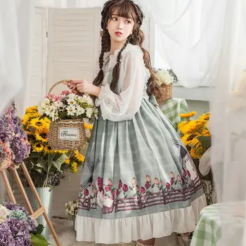 Lolita vestido de pastoral de pato JSK tirante vestido de estilo pastoral dulce niña kawaii loli estilo