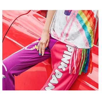 LORDXX cintura Elástica Hip hop Harén pantalones de las mujeres de Tobillo-longitud de la pantera Rosa Suelta Corredores de las Mujeres Casual cintura Alta 2018 coreano