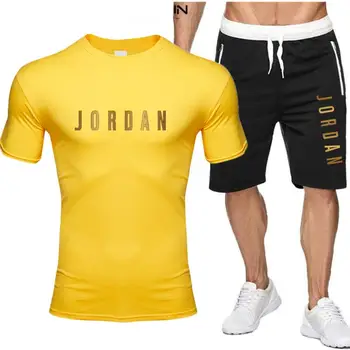 Los hombres de Jordan 23 letra impresa Sudadera pantalones de verano para hombres irregular T-shirt, pantalones cortos casual traje de ropa deportiva de los hombres de la ropa
