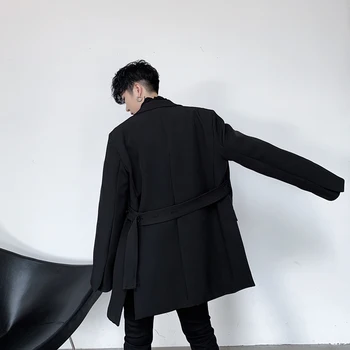 Los Hombres De La Correa Casual Traje Sastre Masculino Retro De La Moda De Japón Streetstyle Blazer Chaqueta De Abrigo