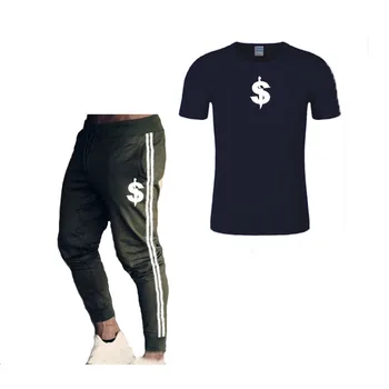 Los hombres de la ropa deportiva de traje de verano de 2020 ejecución de conjuntos de rayas de deportes pantalones de dos piezas sudadera meshT-shirt impresos y deportivos