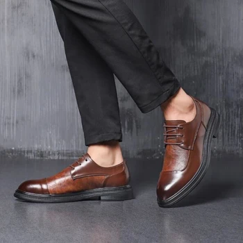 Los Hombres De Zapatos Brogue Oxford, De La Moda Británica De La Boda Zapatos De Hombre De Negocios Zapatos De Vestir Negro De Diseño De Calzado De Cuero
