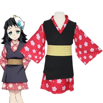 Los niños Makomo Traje de Cosplay Demon Slayer Kimetsu no Yaiba Halloween Kimono Uniforme de Traje Para Niñas Niños Regalo