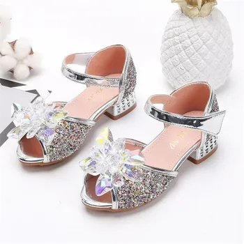 Los niños zapatos de tacón alto de la princesa de los zapatos de verano las chicas nuevas sandalias de bebé niños, zapatos de niñas de cristal de Fiesta, zapatos de la boda