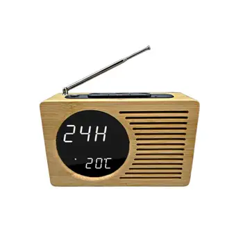 Los Relojes digitales de Alarma de Bambú de Madera, Radio Reloj despertador LED de Pantalla Con Calendario y muestra la Temperatura Interior de Casa Habitación de la Oficina
