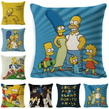 Los Simpsons funda de Almohada de la Familia Feliz Ropa Super Suave Cojín de Cubierta de la Casa de la Decoración de la funda de Almohada Sin Núcleo de Almohada 45*45cm