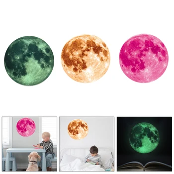 Luminoso Extraíble Fluorescente etiqueta Engomada de la Pared 3D de la Luna más Grande de Calcomanía de Papel de Pared de PVC de Brillo En La Oscuridad de la etiqueta Engomada Dormitorio de la Decoración del Hogar, de Regalo