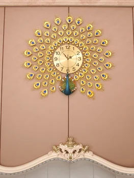 Luminoso pavo real Reloj de Pared de la Sala de estar de Moda Silencio Moderno Reloj de Pared Creativos Idea de Regalo de Diseño Moderno Reloj de Pared DD60WC