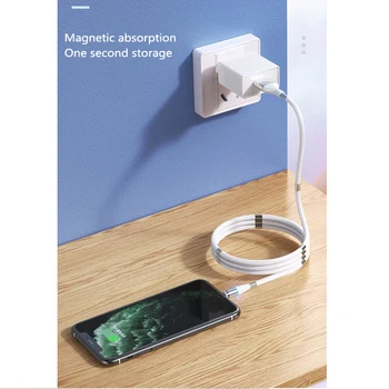 Magnético Cable 3 en 1 Micro USB Para el iPhone Samsung Android de Carga Rápida Imán Cargador USB Tipo C Cable de Teléfono Móvil Cable de Alambre
