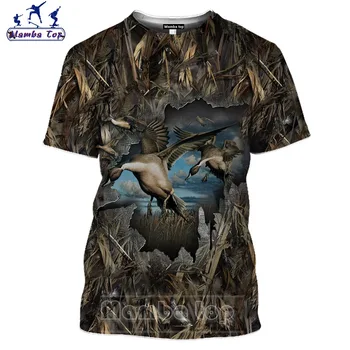 Mamba parte Superior de Jabalí Camiseta de los Hombres de la Selva de los Animales Patos de la Impresión 3D de la Caza de Caña de Camuflaje Camiseta de Armas de fuego Ocultar Ciervo Divertido Mujeres Streetwear