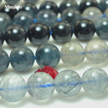 Mamiam Natural de Un Azul Rutilated de Cristal de Cuarzo Bolas de 6-10 mm Redondo Liso de Piedra Pulsera Collar Diy de la Joyería de Regalo de Diseño