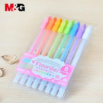 M&G 8 colores/set Color Pastel Bolígrafo de Gel Conjunto Blanco, los colores de la tinta, bolígrafos de croquis lindo kawaii Arte Marcador de Papelería, útiles escolares