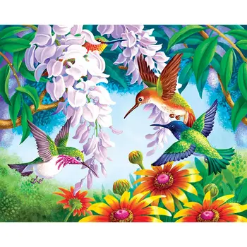 Marco de la Foto de BRICOLAJE Pintura Por Números de las Flores de las Aves Modernas de la Pintura de la Pared Regalo Único Acrílico Pintura Por Números Para el Hogar