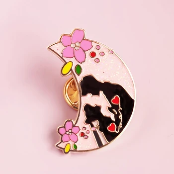Marinero Lunas Brillantes colores Pastel Esmalte Pin Anime Fan de Recoger la Medalla de Joyería Único Dulce de color Rosa Luna Pareja Broche de san Valentín de Regalo